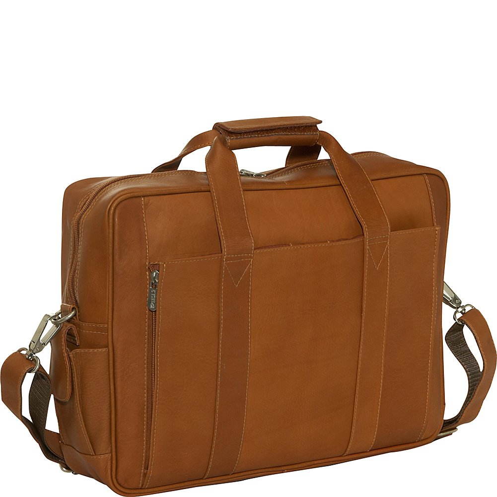 Premium Leather Computer Briefcase for Laptop - Durable Saddle Brown Business Bag with Adjustable Shoulder Strap - Perfect for Office, Work, Travel & Daily Commute