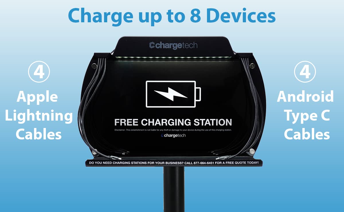 Chargetech S9 8-Device Charging Station for iPhone, iPad, Android - Home & Office Use