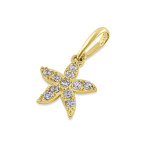14K Solid Yellow Gold Starfish Pendant with Cubic Zirconia - Perfect for Beach Vacations, Summer Outfits & Gift Giving