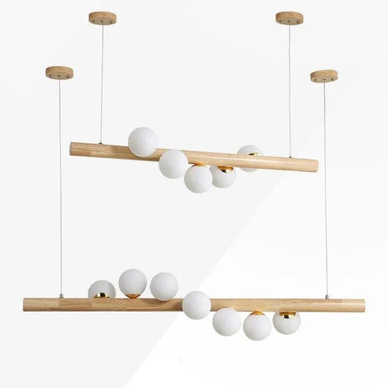 Modern Wooden Glass Ball Industrial Nordic Pendant Light - Vintage Edison Bulb Fixture for Dining Room, Kitchen Island, Living Room & Bedroom Lighting
