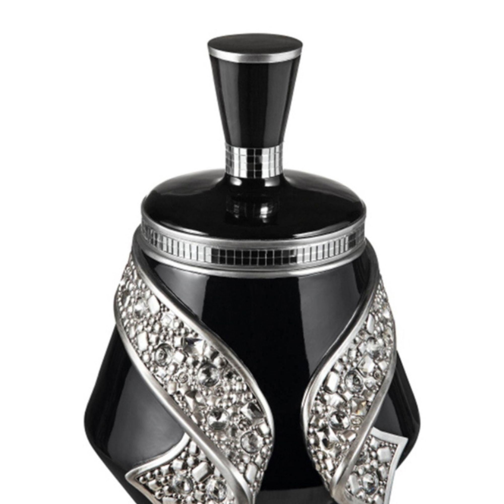 14-Inch Tall Polyresin Decorative Jewelry Box - Stellaire Collection in Elegant Black & Silver Finish | Perfect for Bedroom Vanity, Gift Giving & Jewelry Storage