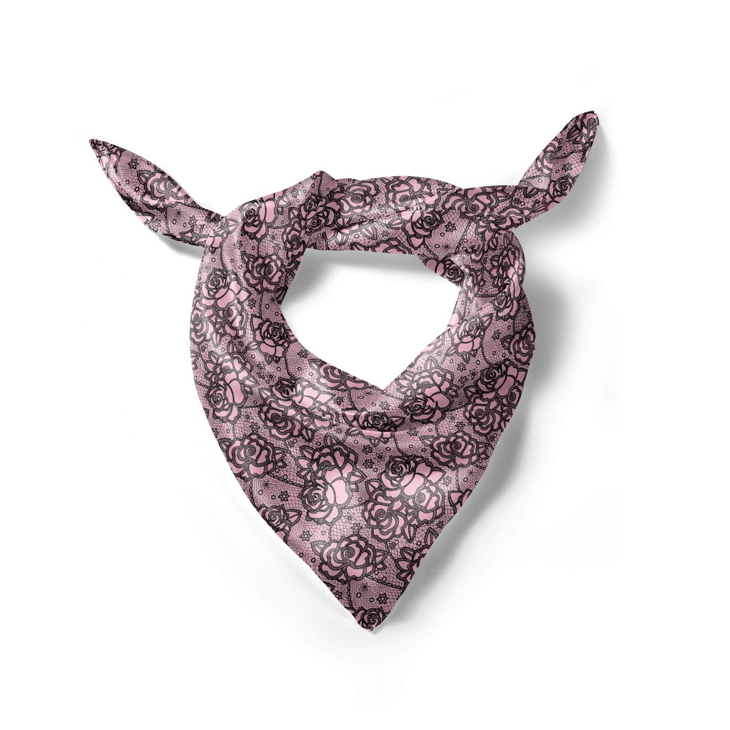 Ambesonne Floral Headscarf - Lace Look Rose Flowers Art Hijab Scarf for Women, Elegant Hair Wrap & Fashion Accessory for Daily Wear, Parties, Weddings and Special Occasions