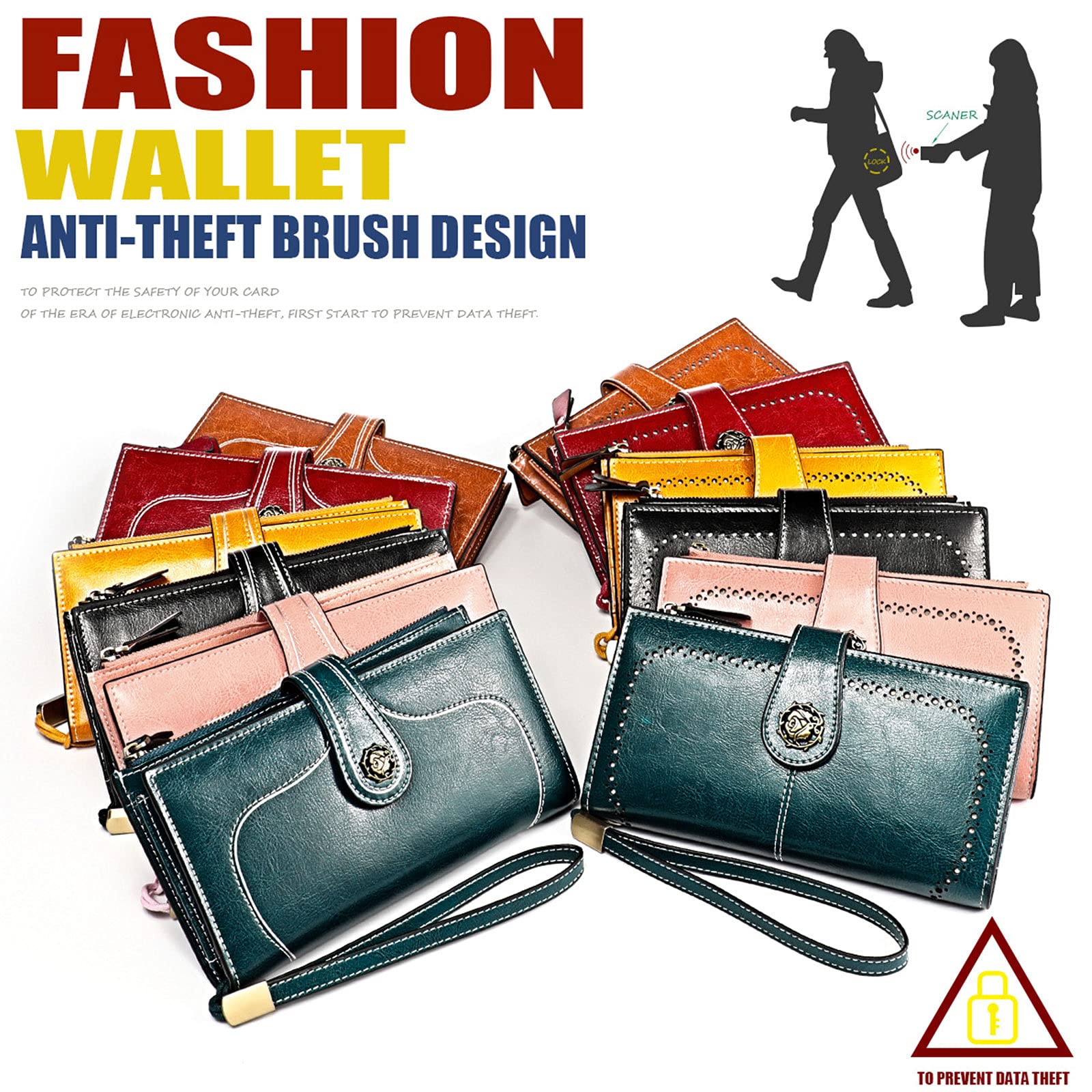 Genuine Leather RFID Blocking Women's Wallet with Large Capacity - Credit Card Holder & Phone Case Clutch Bag for Ladies (Orange, Classic) | Perfect for Travel, Shopping, and Everyday Use
