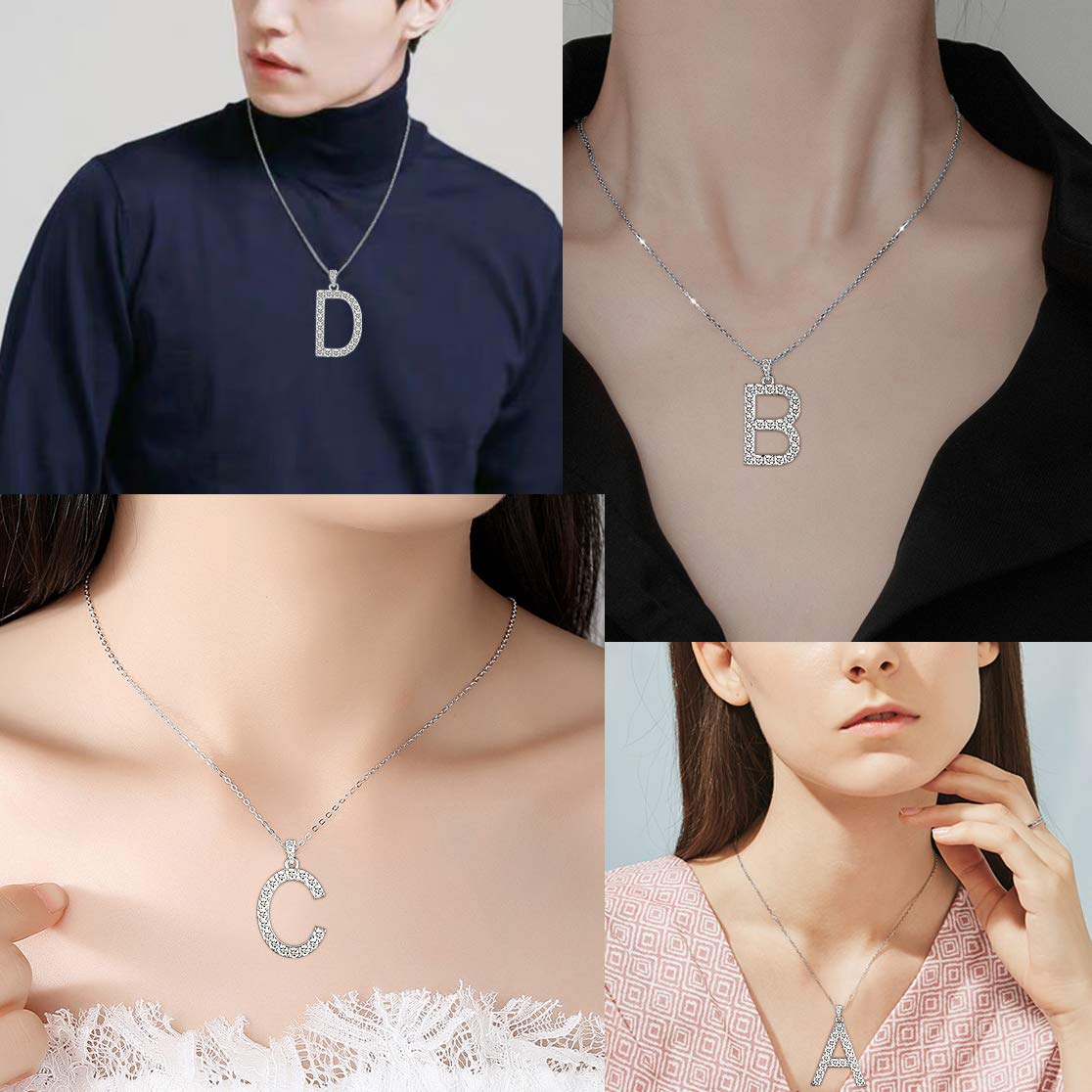 18K White Gold Plated Initial Letter Pendant Necklace for Women & Men - 925 Sterling Silver Cubic Zirconia Monogram Jewelry with Gift Box | Personalized Birthday Gift, Anniversary Present, Graduation Keepsake | Perfect for Daily Wear, Special Occasions & Meaningful Gifting