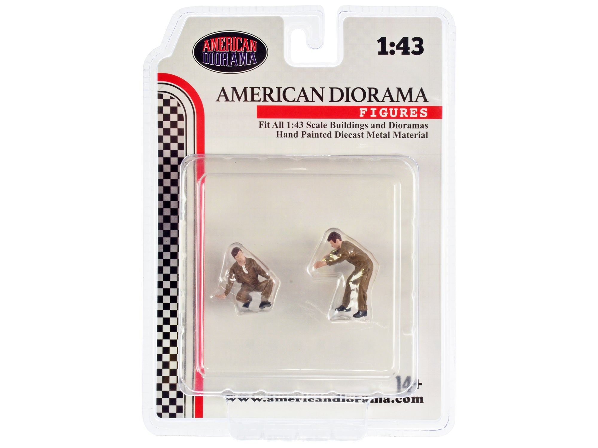 1/43 Scale Race Day Two Diecast Figures Set by American Diorama - Perfect for Model Car Displays, Collectors & Diorama Scenes