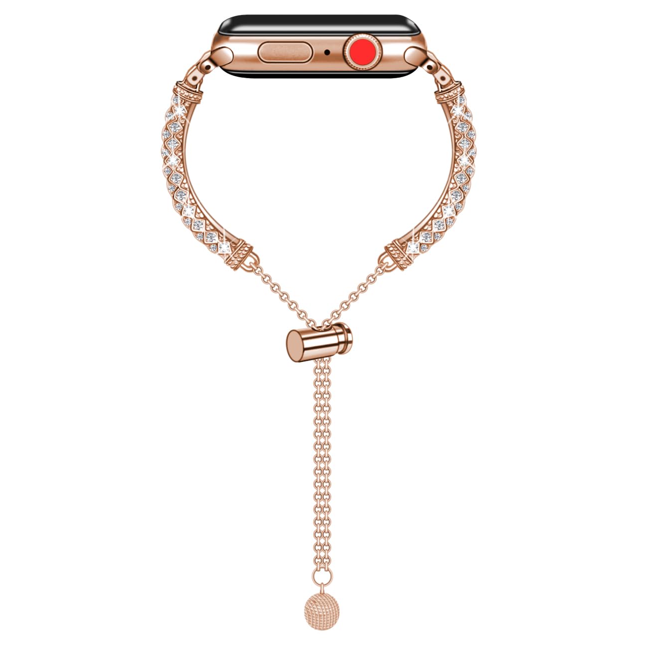 Stainless Steel Apple Watch Band for Women - Bling Diamond Rhinestone Link Bracelet Compatible with Series 9/8/SE/7/6/5/4/3/Ultra 2/1 (38mm 40mm 41mm 42mm 44mm 45mm 49mm) - Perfect for Work, Parties & Everyday Wear