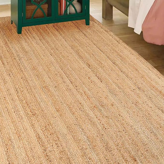 Braided Jute Reversible Handwoven Rug - Natural Fiber Indoor/Outdoor Area Rug for Living Room, Bedroom, Patio & Deck - Eco-Friendly Home Decor