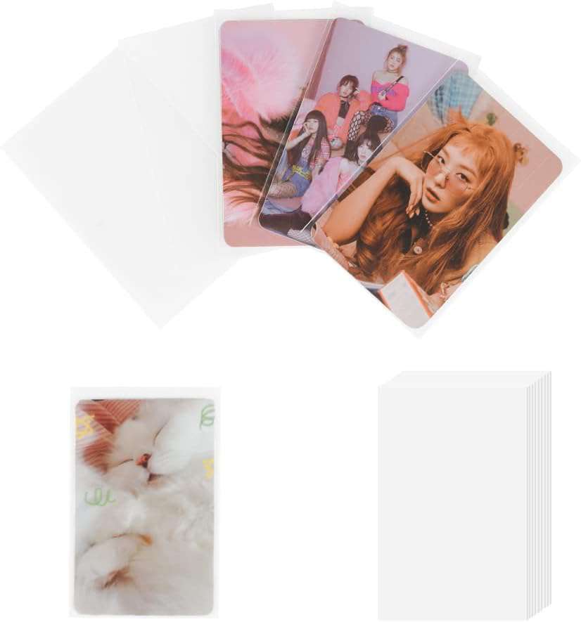 100 Packs Kpop Photocard Sleeves - 200 Microns Thick Acid-Free PVC Protectors for Collectible Cards (Unsealable) | Perfect for BTS, Blackpink & TWICE Album Trading Cards Storage & Display
