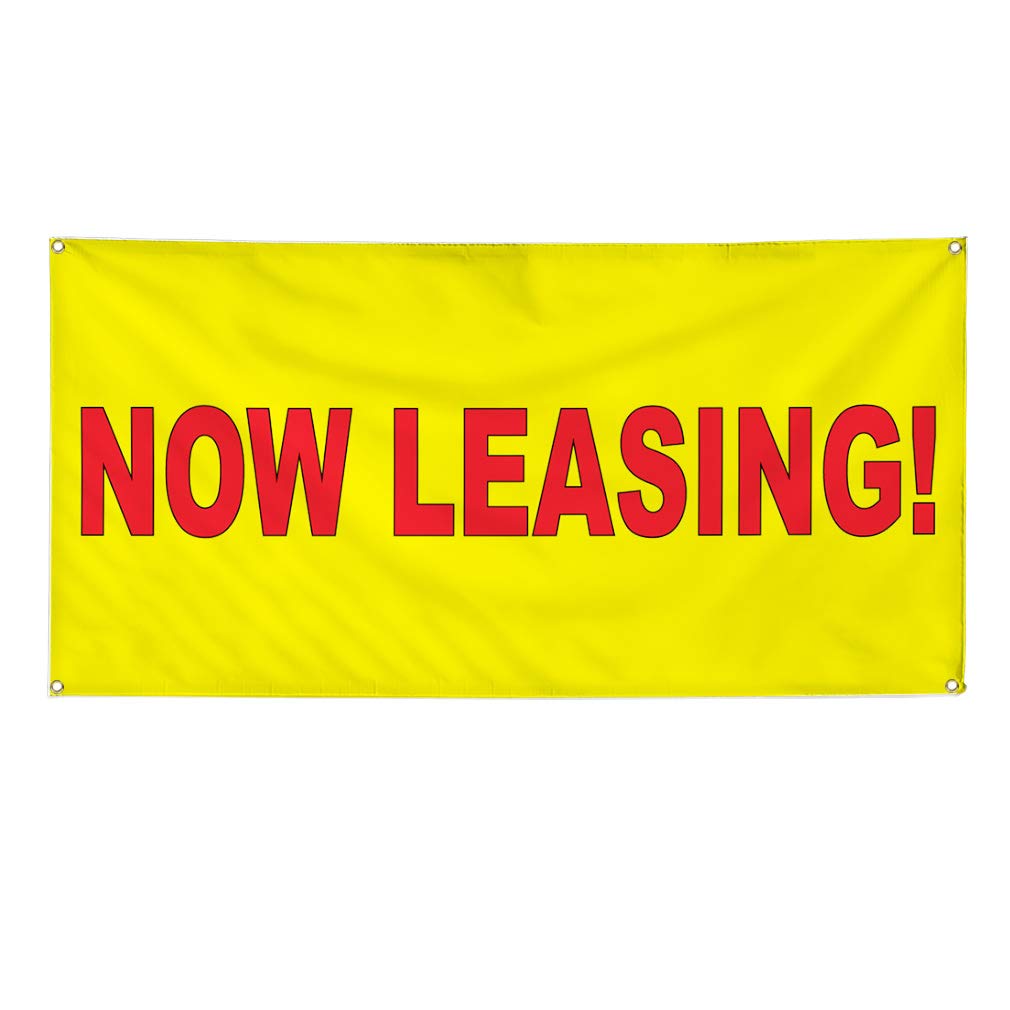 Premium Vinyl Banner - 48x96 Inches, Yellow Background with Red Text - Weatherproof, Durable Outdoor Business Sign with 8 Grommets - Perfect for Yard Sales, Construction Sites & Event Advertising