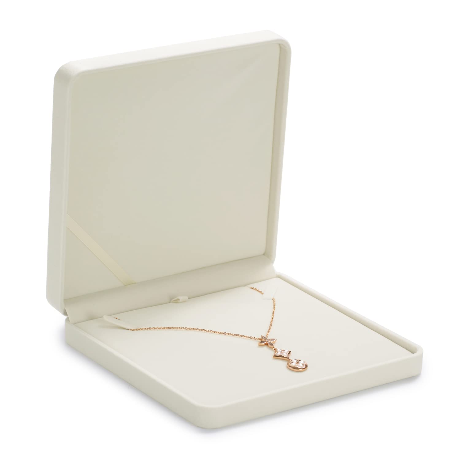 Oirlv Velvet Jewelry Gift Box - Elegant Pearl Necklace Storage Case for Women, Perfect for Wedding, Birthday & Anniversary Gifts | White Velvet Jewelry Box with Luxury Necklace Display