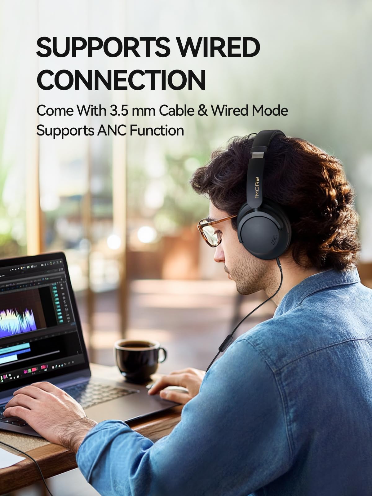 1MORE SonoFlow-Pro Wireless Noise Cancelling Headphones - Over Ear Bluetooth 5.4 Headset with LDAC Hi-Res Audio, 100H Battery Life, QuietMax ANC, Comfortable Fit for Travel, Work & Gaming - Clear Calls & Premium Sound Quality