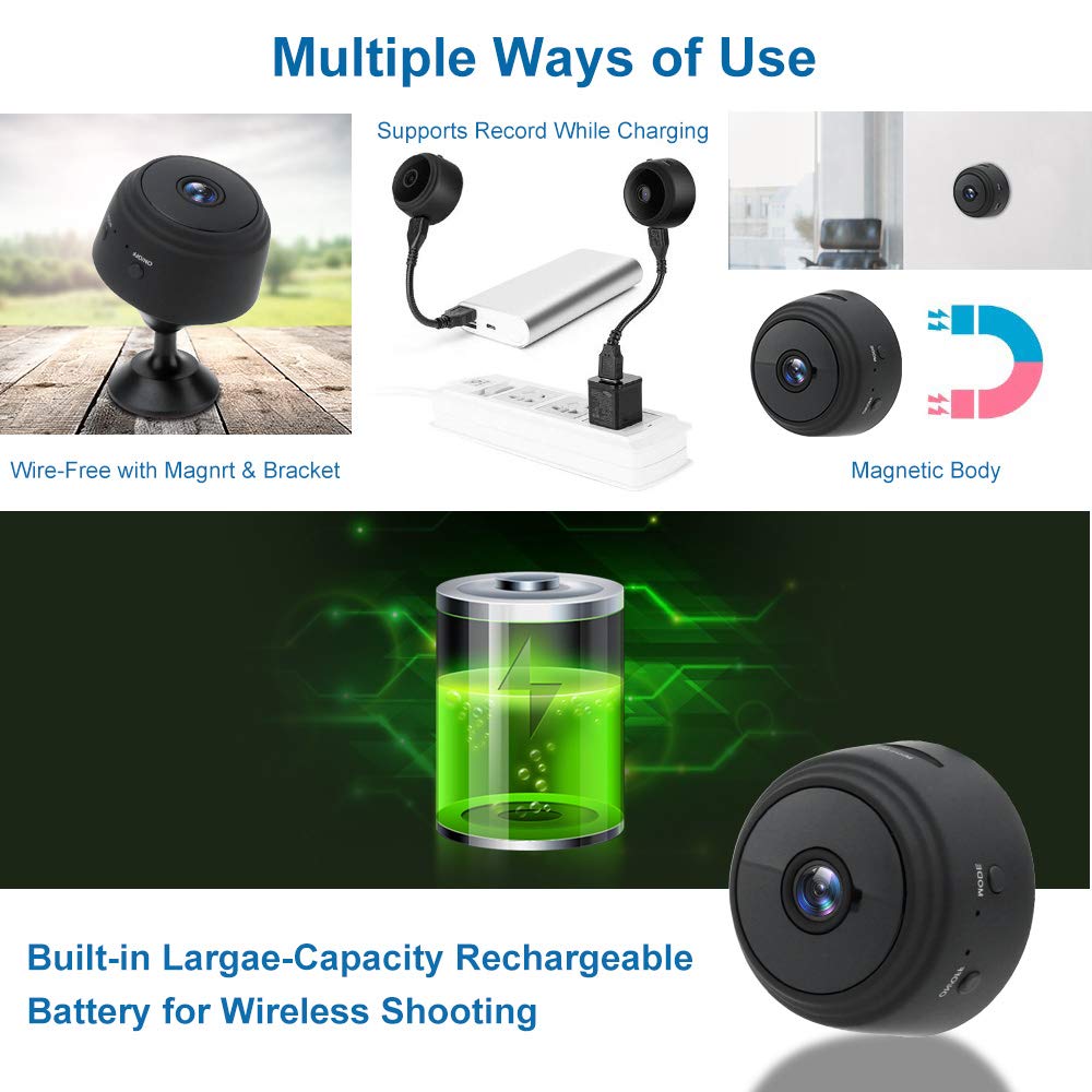 1080p HD Mini WiFi Hidden Camera with Audio - Wireless Small Nanny Cam for Home Security, Wide Angle View, Motion Detection & Night Vision - Perfect for Indoor Monitoring, Baby Watching & Pet Surveillance
