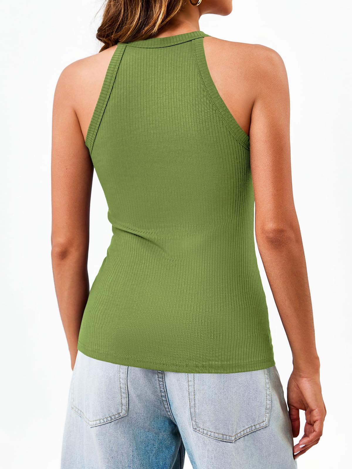 Dellytop Women's Summer Ribbed Racerback Tank Top - Slim Fit Sleeveless Cami Shirt for Casual Wear & Workout | Perfect for Gym, Yoga, and Everyday Outfits