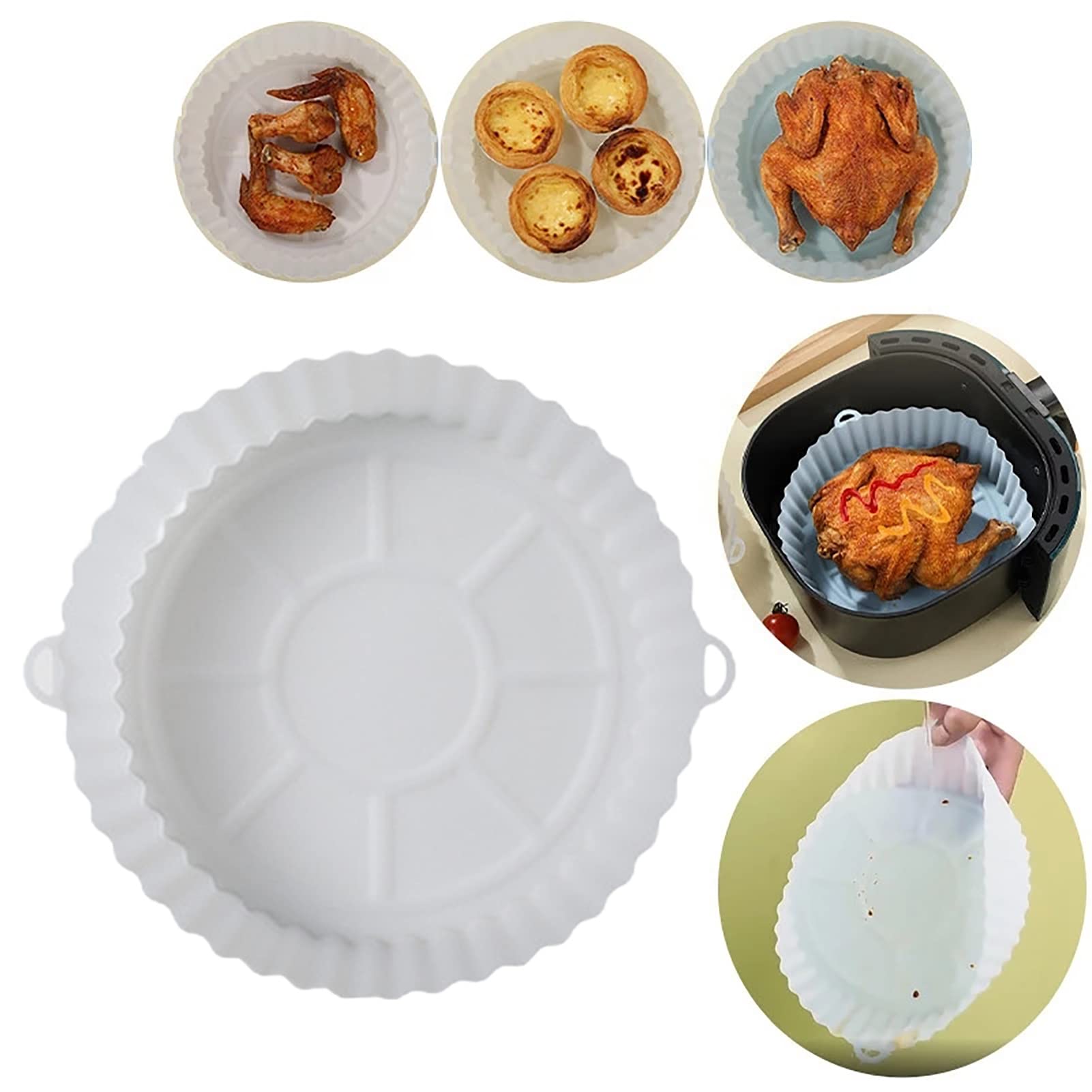 Non-Stick Air Fryer Silicone Pots & Baking Tray Set - Reusable, Dishwasher Safe Accessories for Ninja, Philips, Cosori Air Fryers - Perfect for Roasting Veggies, Baking Cookies & Reheating Leftovers