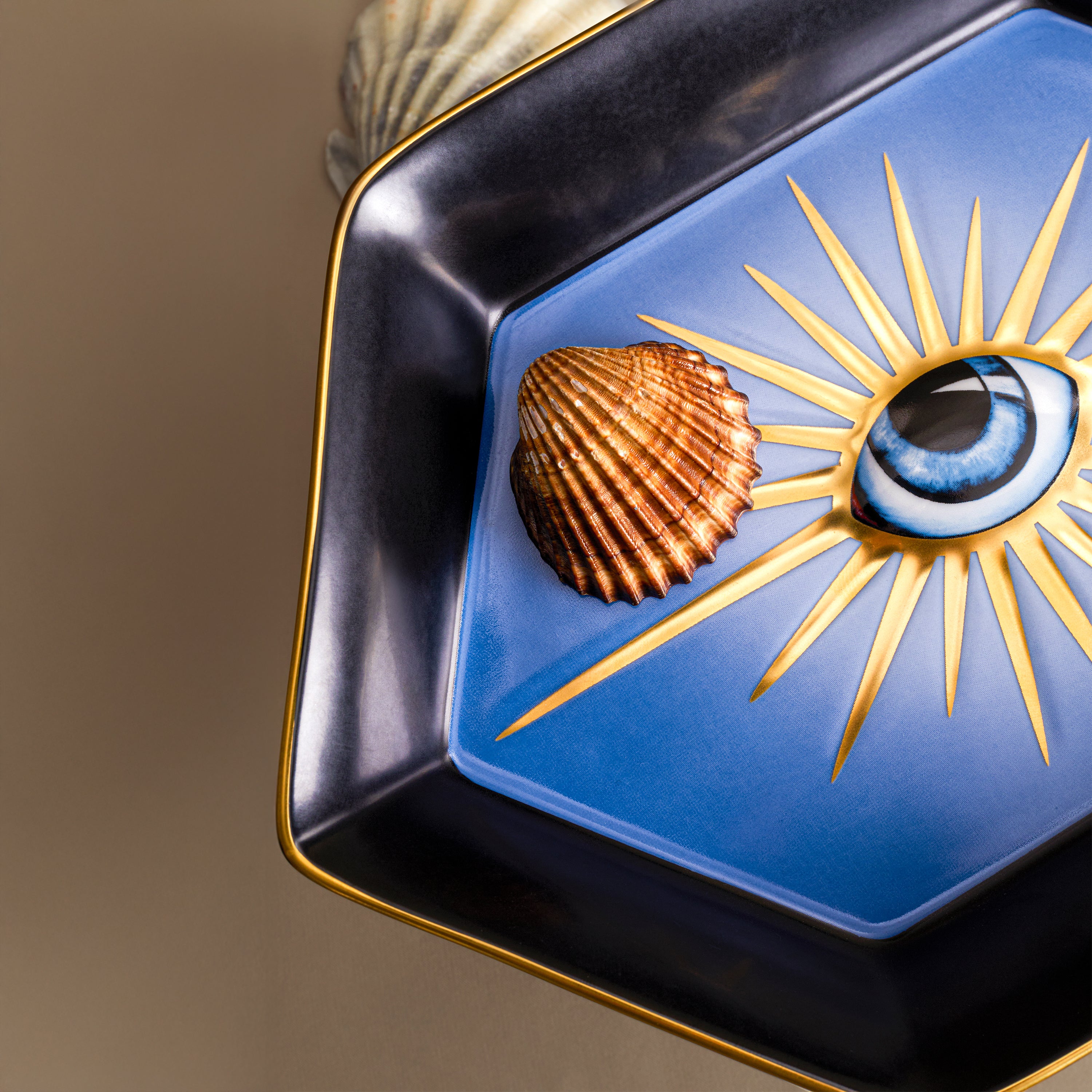 Hexagon Tray - Blue Geometric Serving Tray for Home Decor, Coffee Table Centerpiece, Bathroom Organizer & Jewelry Display