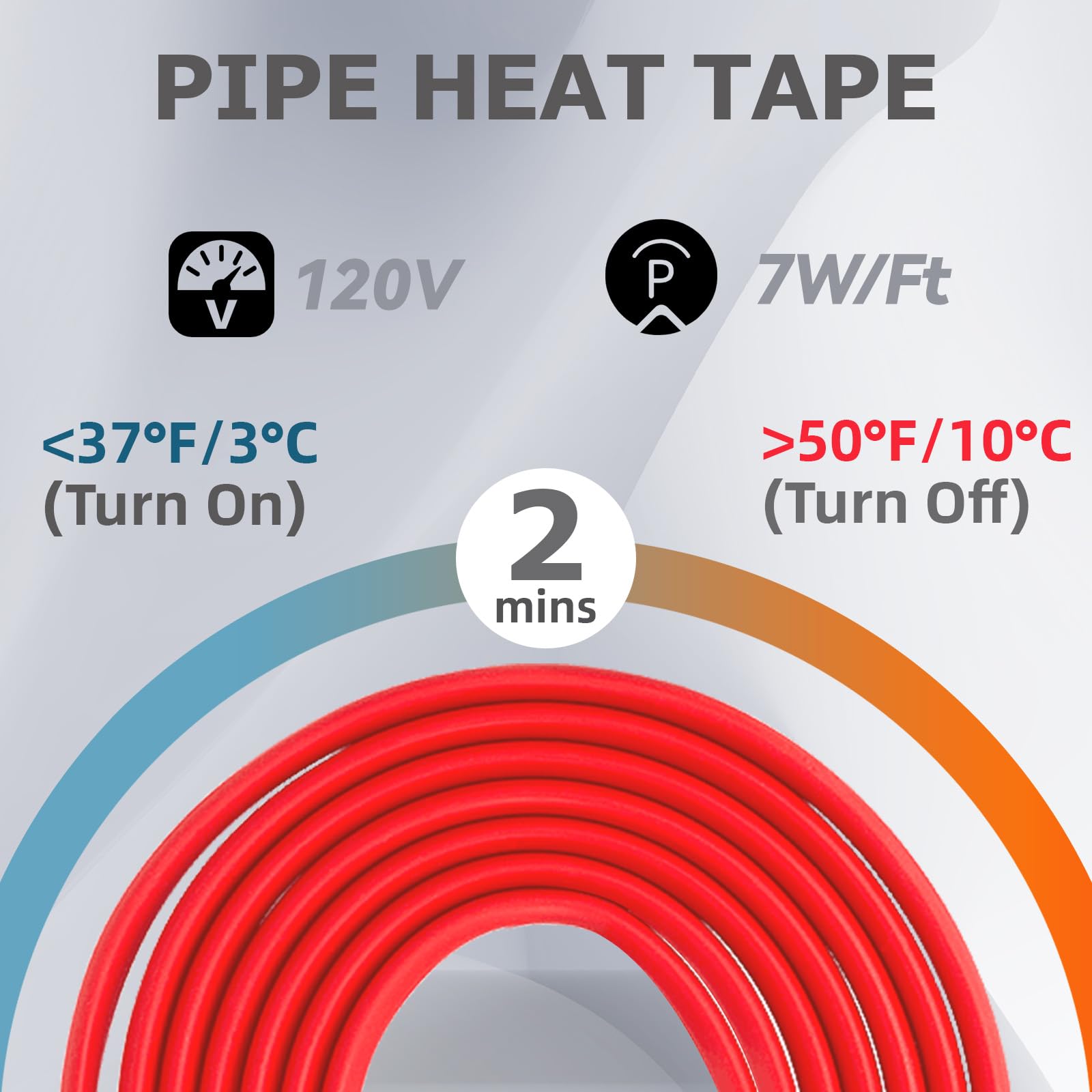 28 FT Self-Regulating Heat Cable for Pipe Freeze Protection - YeloDeer Water Pipe Heating System with Built-in Thermostat | Pre-Assembled Heat Tape for Outdoor/Indoor Pipes (120V) | Prevents Frozen Pipes in Winter, Ideal for Basements, Crawl Spaces & RV Water Lines