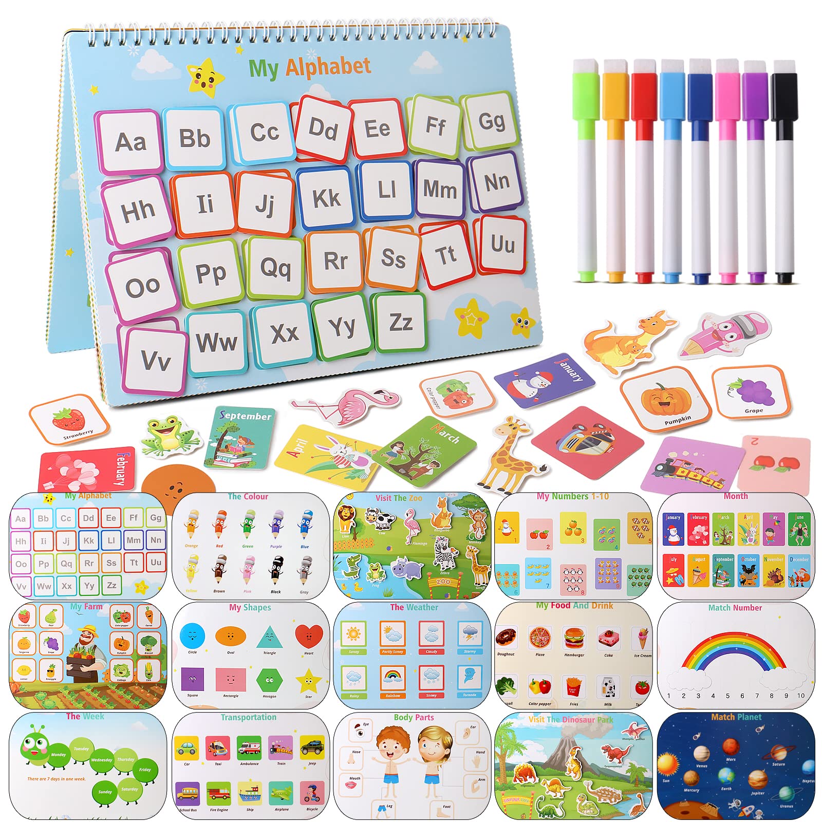 Montessori Busy Book for Toddlers Age 3+ - 30 Themed Preschool Learning Activities, Autism Educational Toys, Travel Workbooks with Tracing & Coloring Pages | Perfect for Home, Classroom & Travel Use