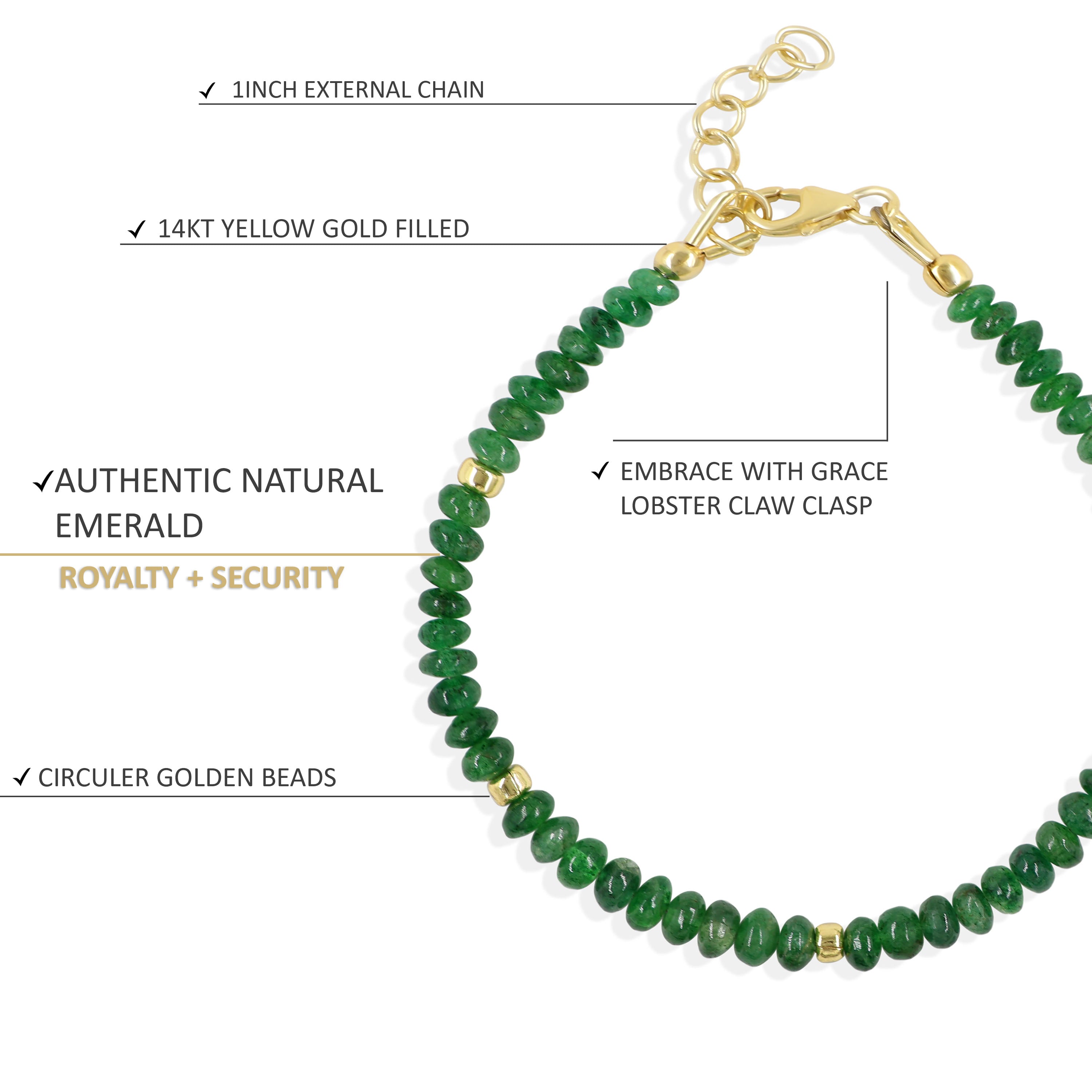 Emerald Green Smooth Beads Bracelet for Women - Adjustable 6 to 8 Inches - Perfect for Yoga, Meditation & Boho Fashion Accessories