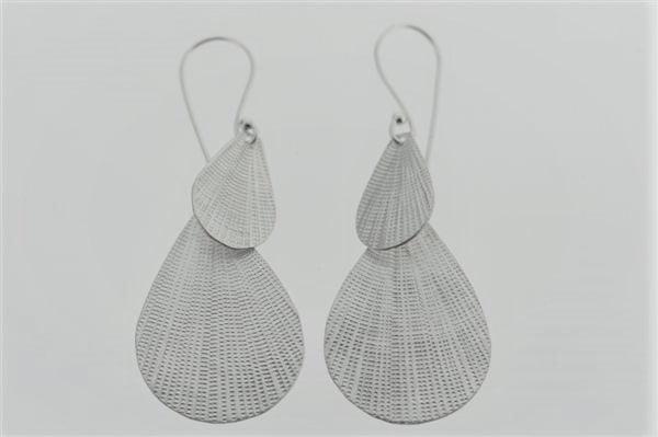 2 Pack Pure Silver Teardrop Texture Earrings for Women - Elegant Dangle Drop Earrings for Parties, Weddings & Everyday Wear