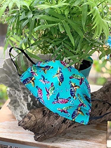 Sea Turtle Face Mask - Reusable Washable Cloth Face Covering for Adults & Youth - Perfect for Beach, Travel, and Holiday Gifts - Stocking Stuffer Idea for Turtle Lovers