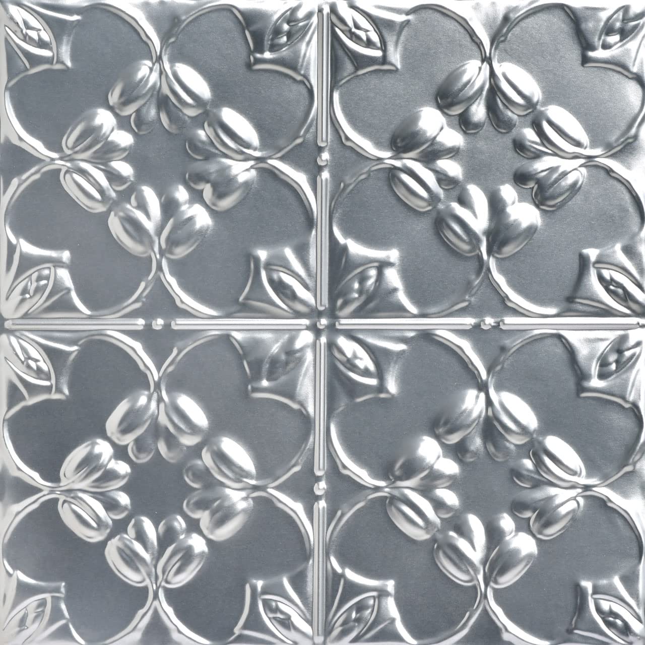 Shanko SK302 24x24 Inch Stamped Metal Ceiling Tiles - Pack of 12 (48 sq ft) Silver Lilac Nail-Up Tin Tiles for Vintage Home Decor & Restaurant Ceiling Renovation