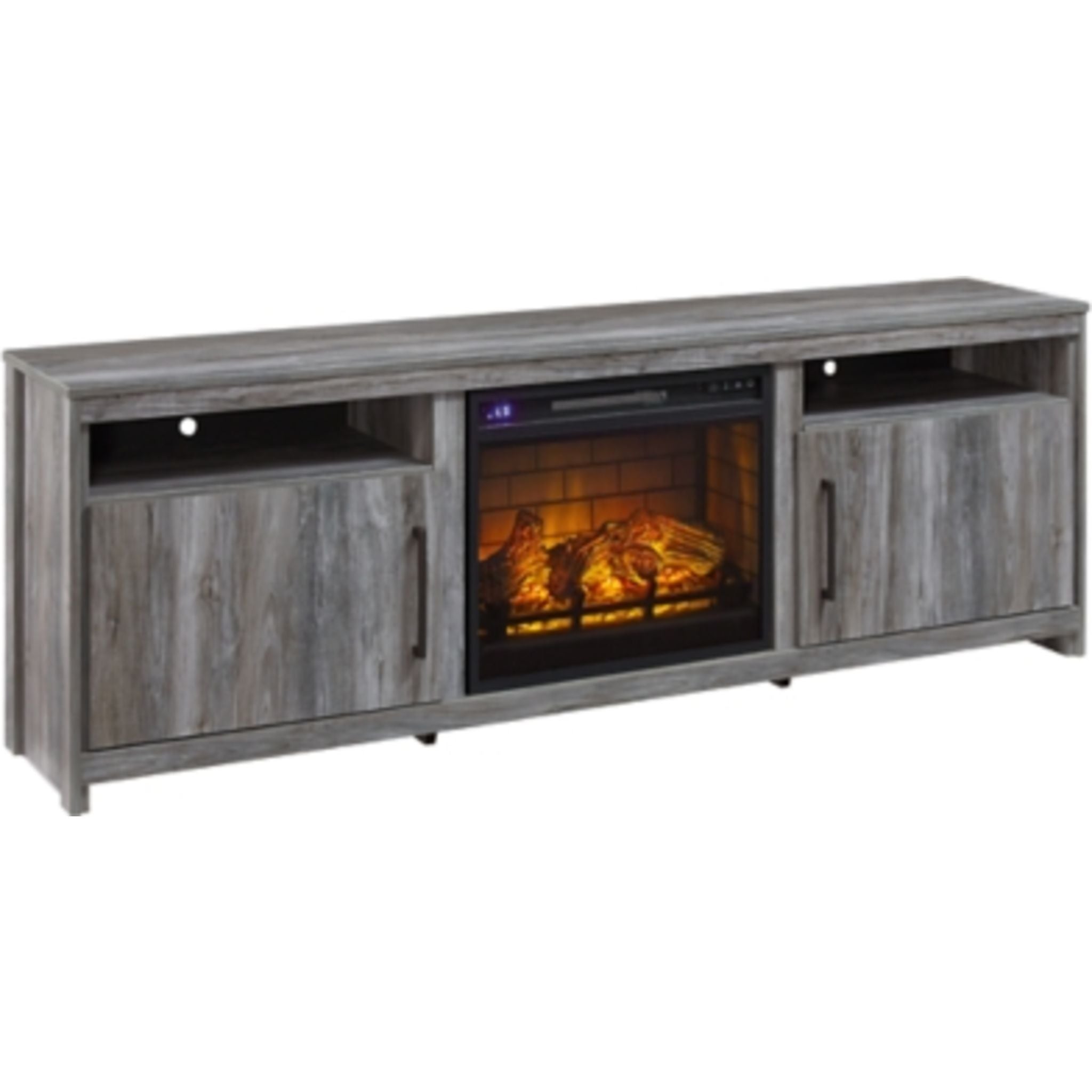 Baystorm TV Stand with Fireplace - Modern Gray Entertainment Center for Living Room, Bedroom & Home Theater - Perfect for Mounting Flat Screen TVs & Enhancing Home Decor