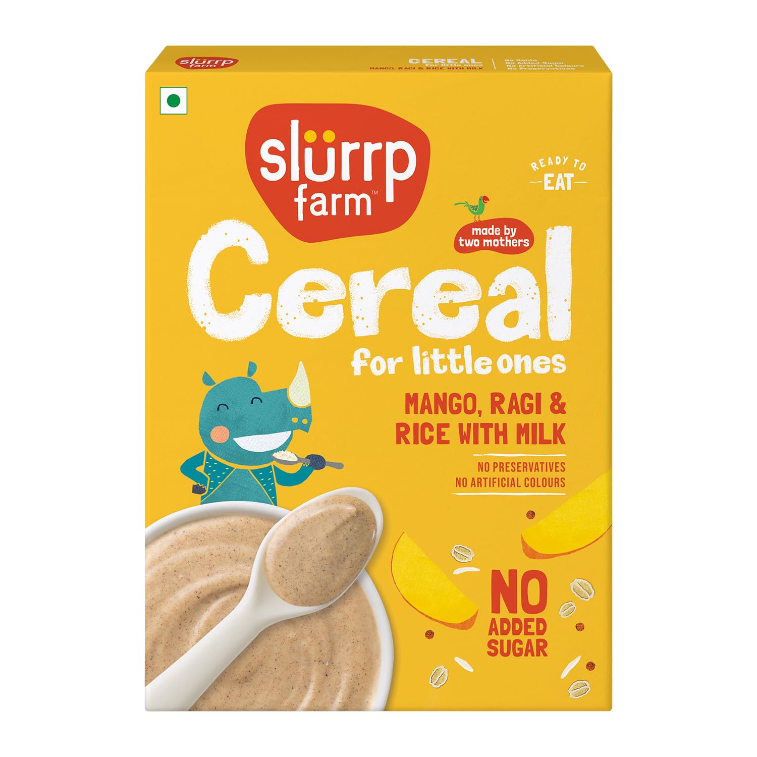 Organic Ragi & Rice Instant Cereal with Mango - No Added Sugar, Gluten-Free Baby & Kids Breakfast | Perfect for Quick Healthy Meals, On-the-Go Snacking & Toddler Nutrition