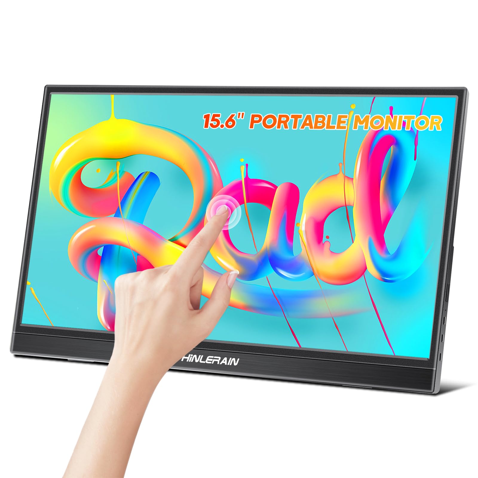 Thinlerain 15.6 Inch Portable Touch Screen Monitor - Full HD 1920x1080 IPS Display, USB-C & HDMI Connectivity for Laptop, PC, Smartphone - Travel Monitor for Windows 7/8/10 - Perfect for Business Travel, Home Office & Gaming Setup