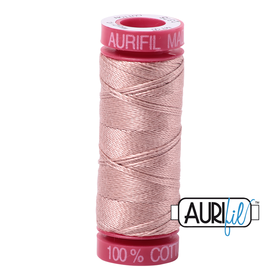 Aurifil 12wt Cotton Thread - Antique Blush Color (Small Spool 50m) for Hand Embroidery, Quilting & Sewing Projects