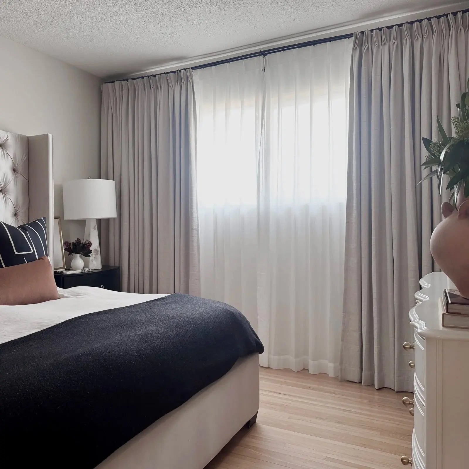 Florida Embossed White Semi-Sheer Pleated Curtains - Elegant Window Treatment for Living Room & Bedroom