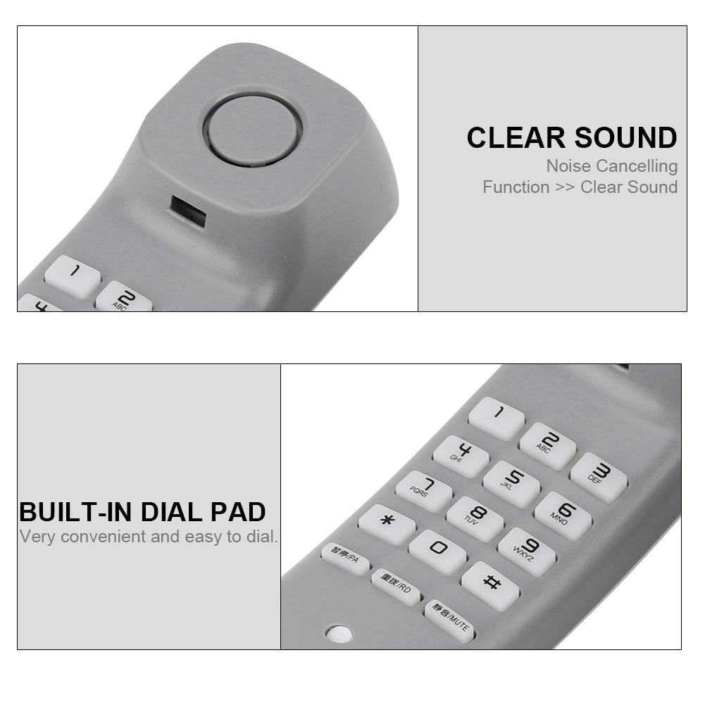 Wall Mounted Corded Telephone - Wired Landline Phone (White) for Home & Office Use