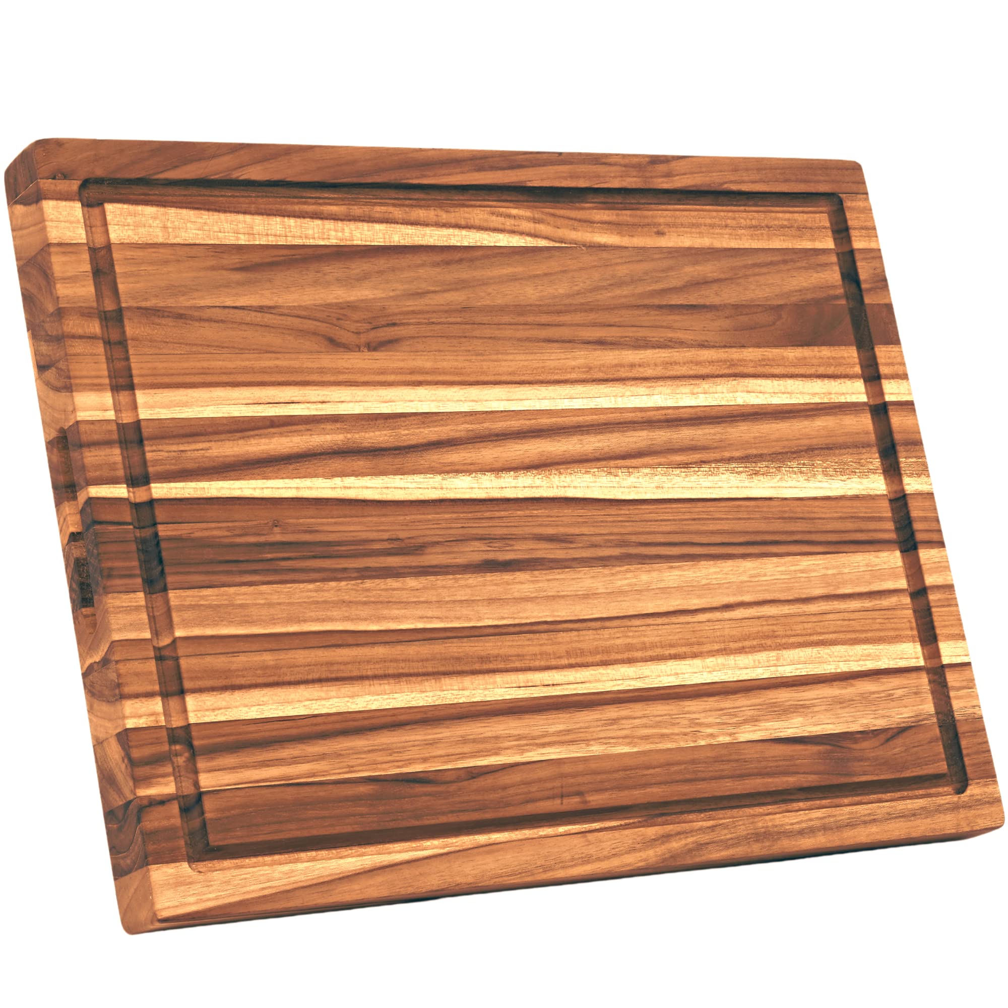 Premium Teak Wood Cutting Board 24x18 Inches - Extra Large Reversible Edge-Grain Chopping Block with Juice Groove & Hand Grips - Perfect for Kitchen Prep, Meat Carving & Charcuterie Boards