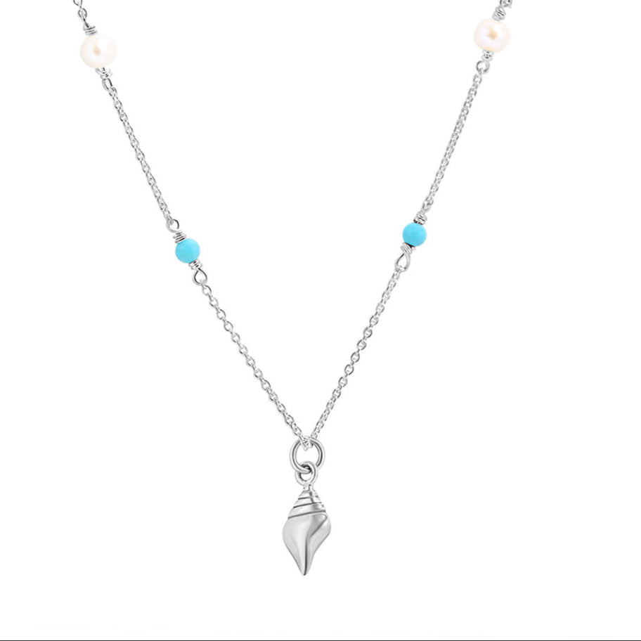 Santorini Necklace - Elegant Blue and White Pendant Jewelry for Women | Perfect for Weddings, Parties, and Beach Vacations