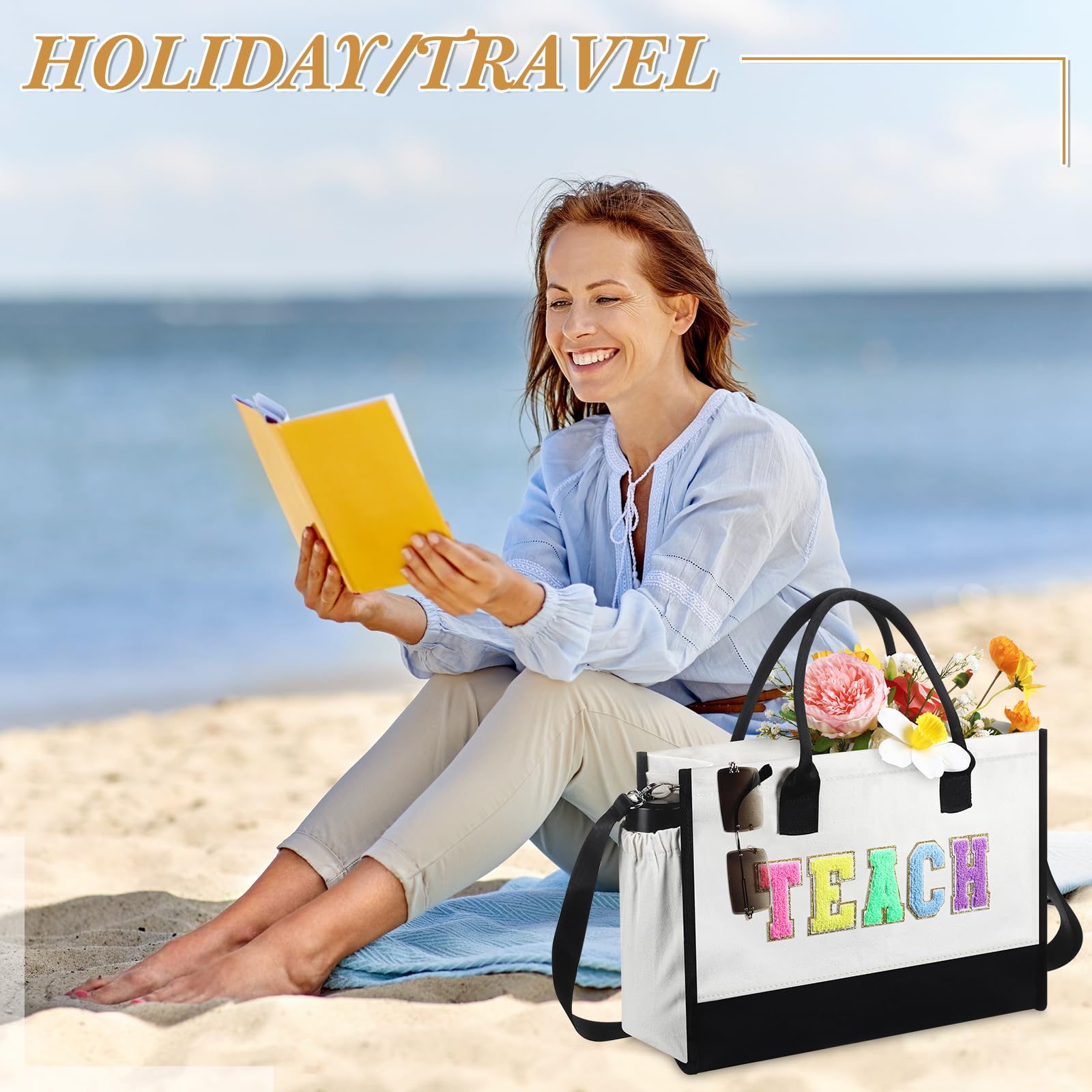 6 Pcs Teacher Tote Bags - Christmas & Graduation Gifts for Her
