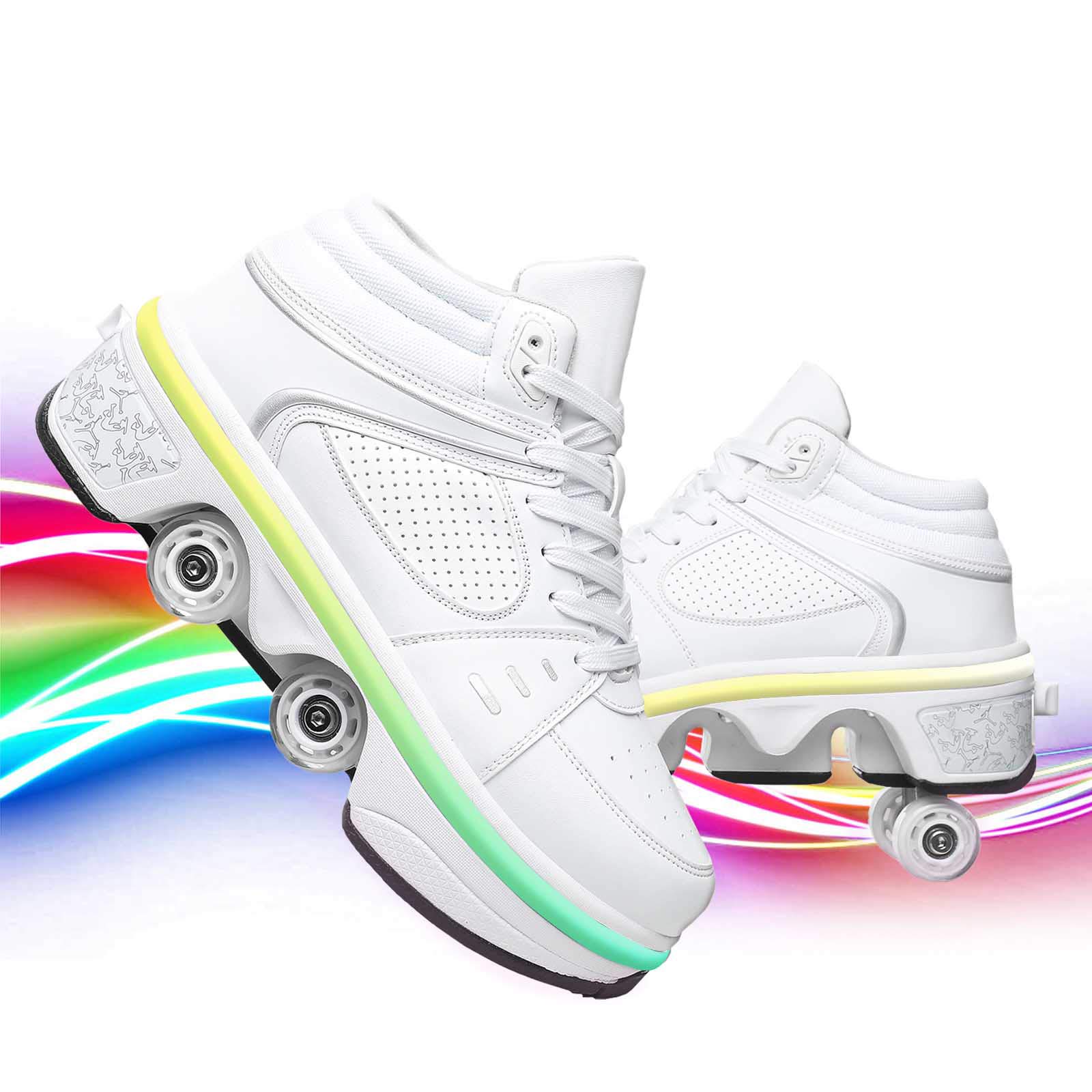 LED Roller Skates for Kids - USB Rechargeable Light Up Shoes for Boys & Girls | Adjustable Deformation Design | Perfect Gift for Birthday & Outdoor Sports | Casual Skating & Playtime Fun