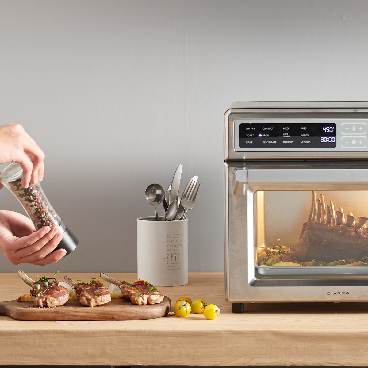 CIARRA 12-in-1 Smart Air Fryer Oven with 24L Capacity, Digital Touchscreen, 1700W, CATOSEC01 OW - Perfect for Healthy Frying, Baking, Roasting & Reheating in Home Kitchen