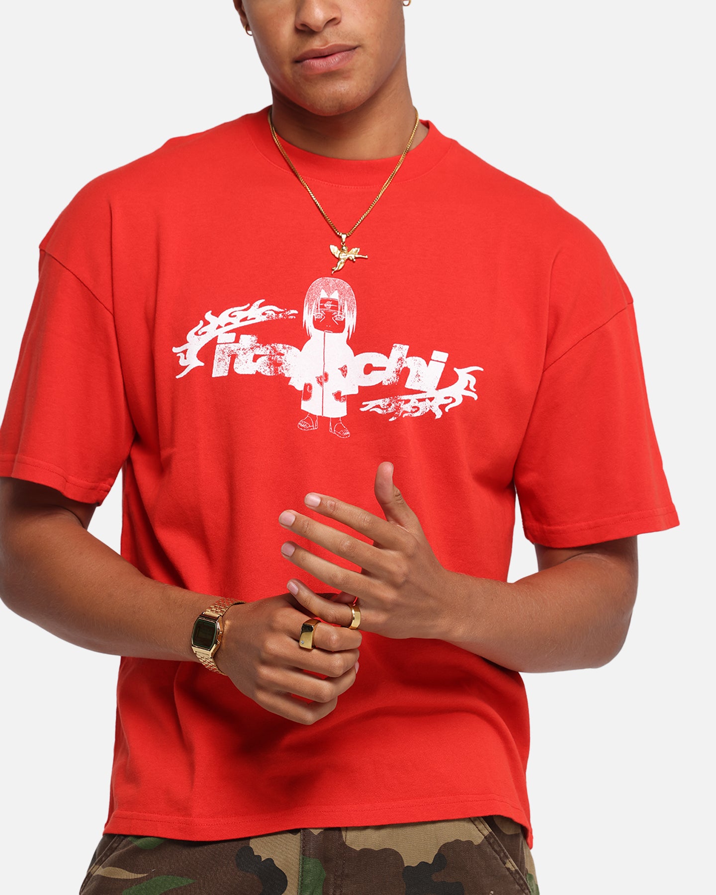 Naruto Chibi Itachi Vintage Anime T-Shirt - Red Casual Graphic Tee for Fans, Cosplay & Everyday Wear