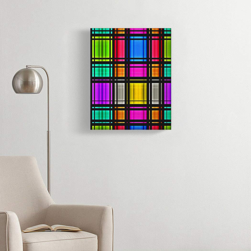 5D DIY Diamond Painting Kit - Bright Pink Lime Neon Abstract Plaid Full Drill Art Craft (16x12 Inch) for Home Wall Decor, Gift, Stress Relief & Creative Hobby