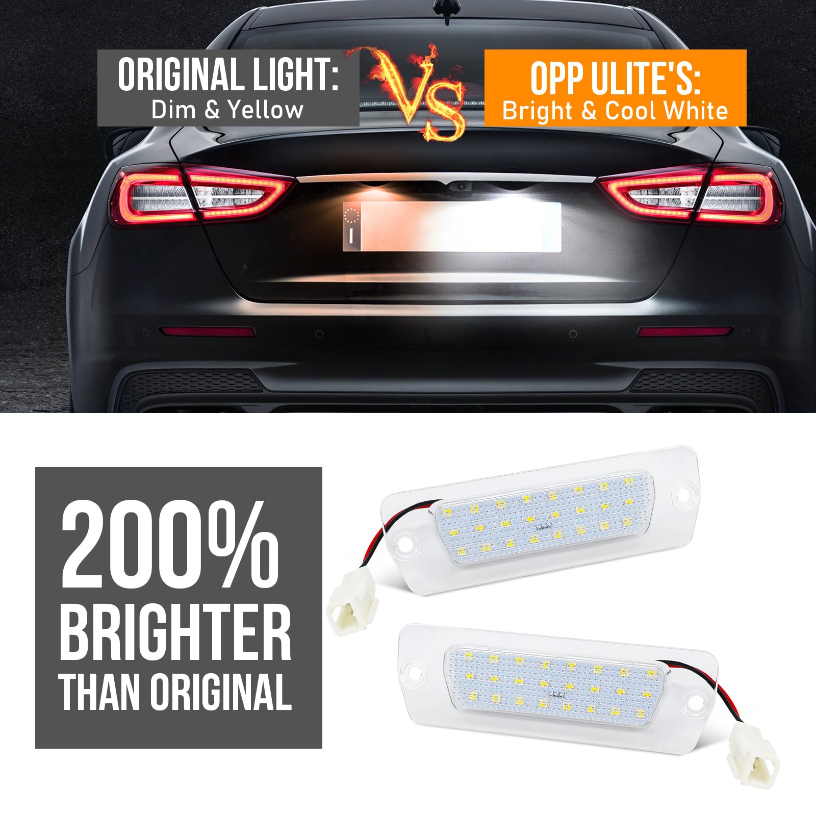 **OPP ULITE 48-LED Cool White 6000K License Plate Light for Maserati Coupe 4200/GT (2001-2007), GranTurismo (2007+), GranCabrio (2010+) – Plug & Play, 2-Pack (PZ215-USA) – Perfect for Night Driving & Enhanced Style**
