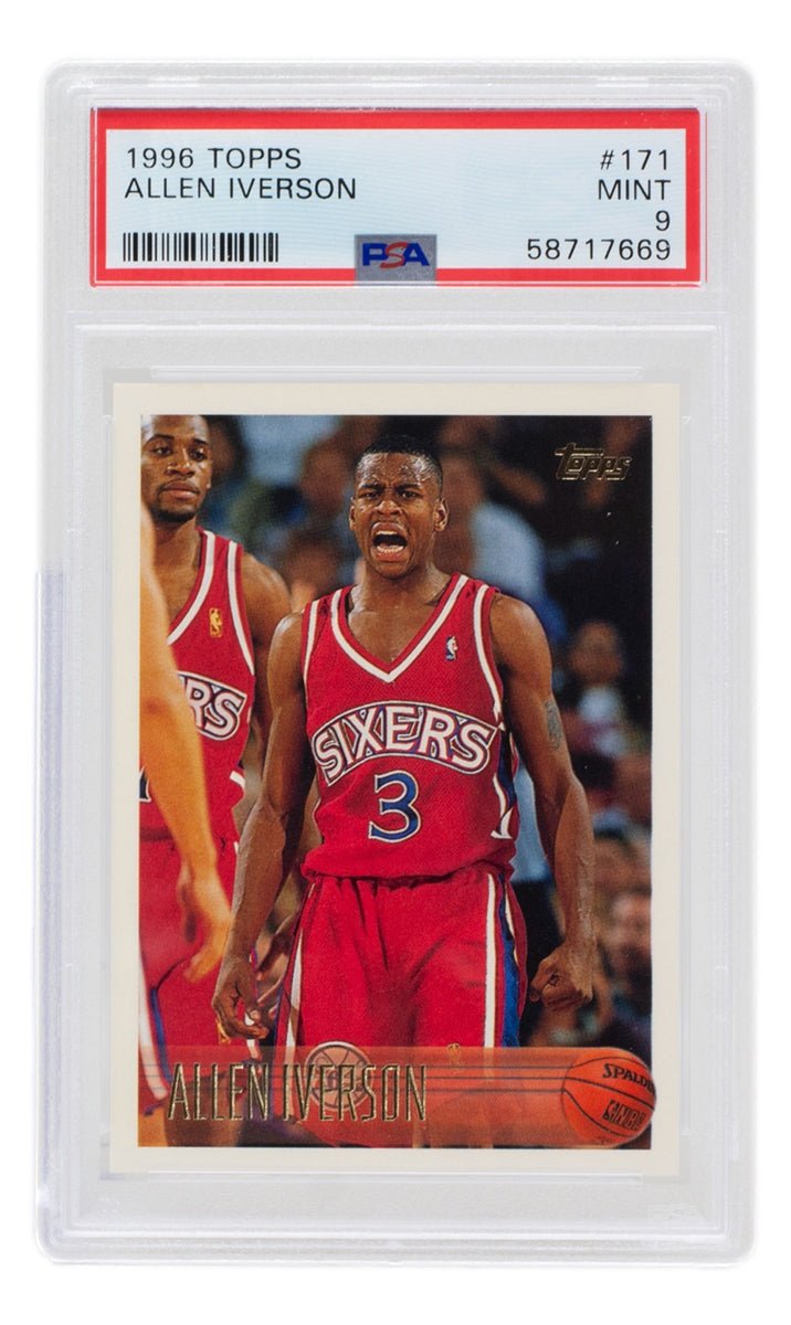 1996 Allen Iverson Philadelphia 76ers Rookie Card #171 Topps PSA 9 Mint - Perfect for NBA Memorabilia Collectors & 76ers Fans Display