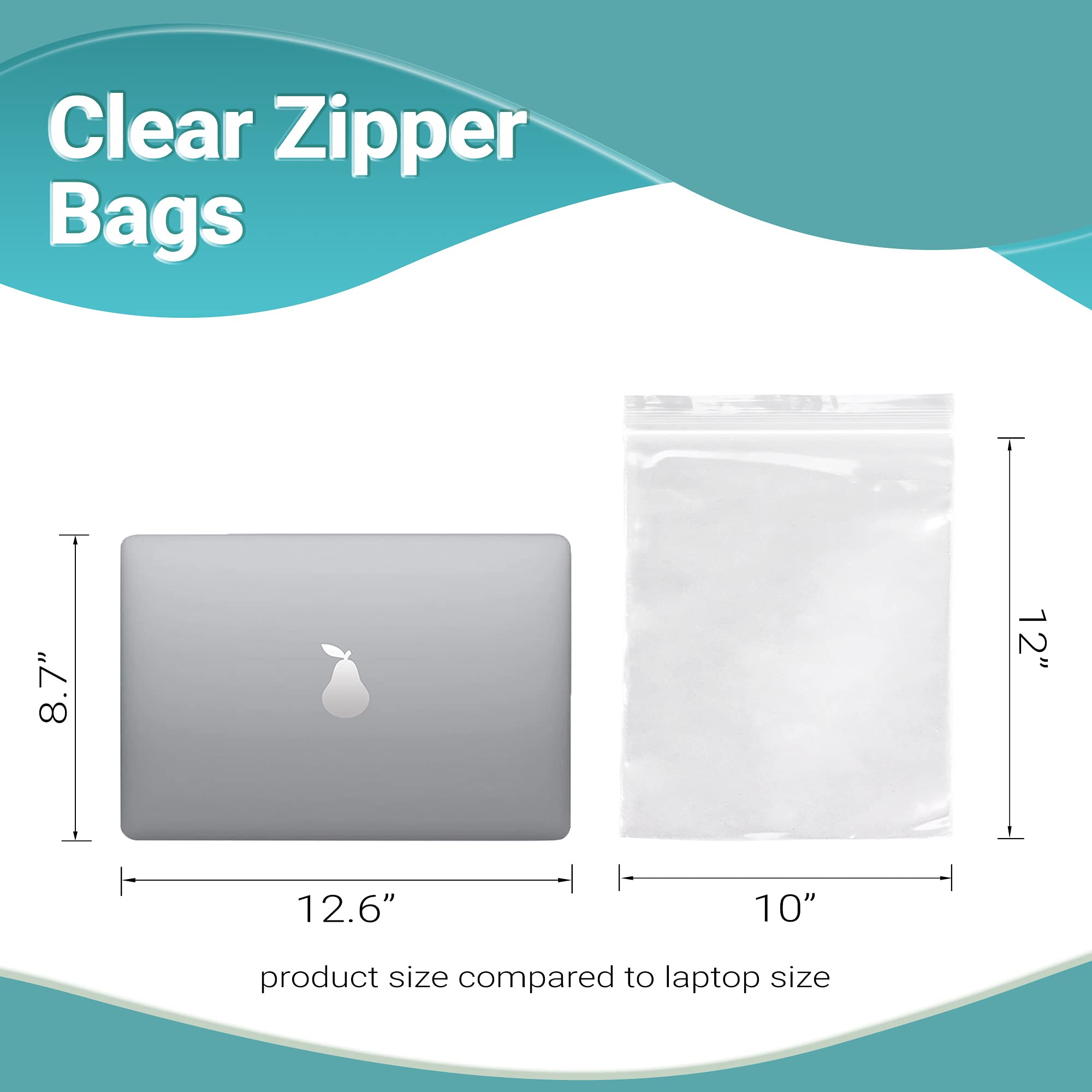 APQ 1000 Pack 10x12 Inch Clear Heavy Duty Zipper Bags - 4 Mil Thick Single Track Seal Top Polyethylene Storage Bags for Food, Industrial & Medical Use | Bulk Resealable Bags for Freezing, Organizing & Packaging
