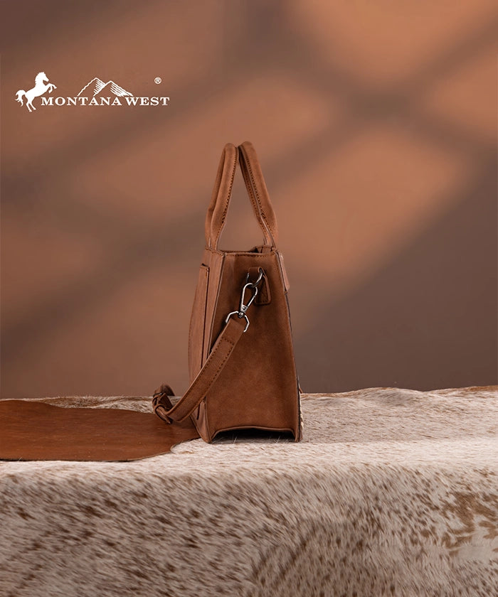 Montana West Floral Tooled Leather Tote Bag Set for Women - Stylish Handbag for Work, Travel & Everyday Use