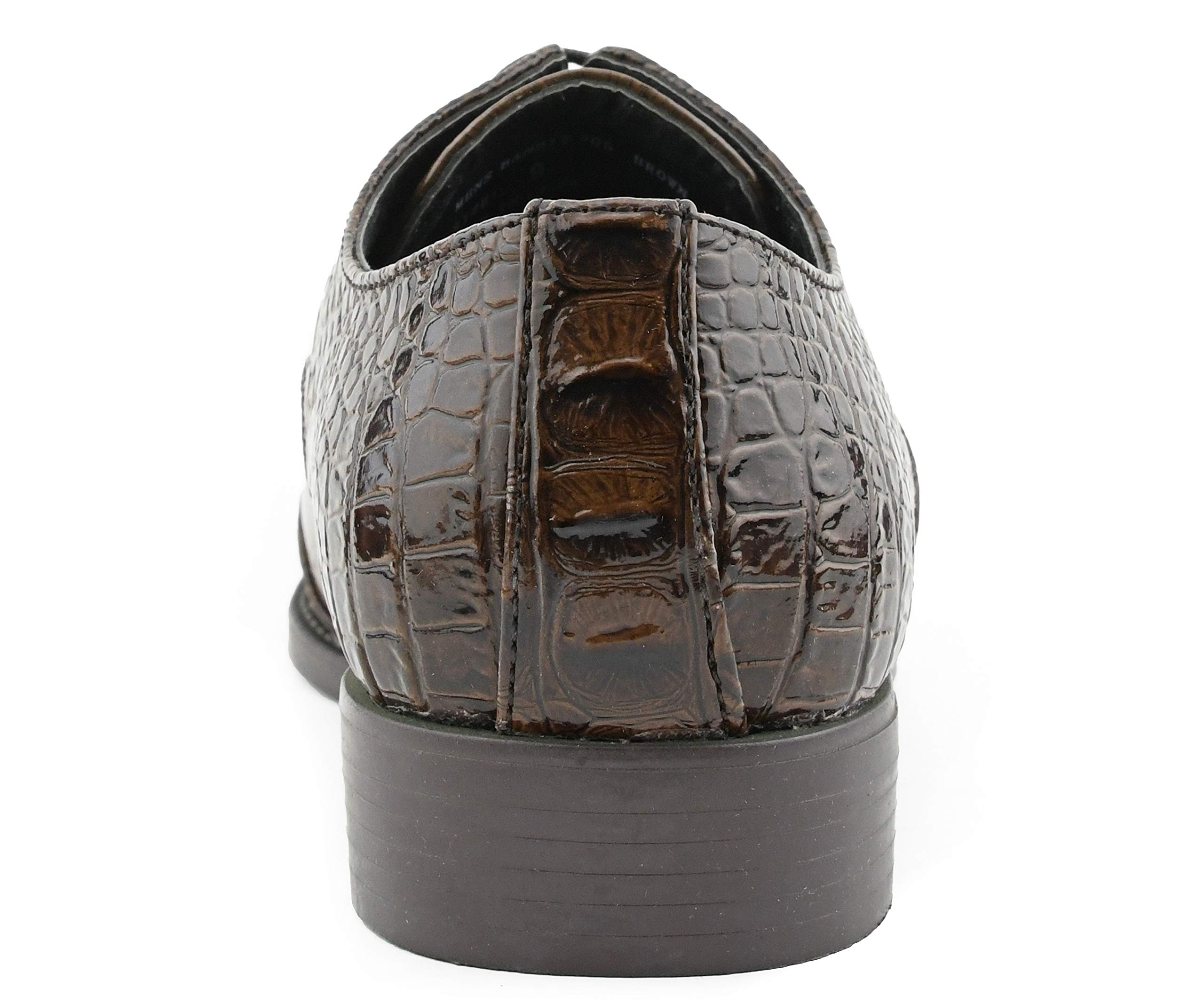 Bolano Bandit Men's Cap Toe Oxford Dress Shoes - Genuine Leather Alligator Print Formal Shoes for Business & Weddings - Classic Croc Folded Oxfords for Office, Parties & Special Occasions