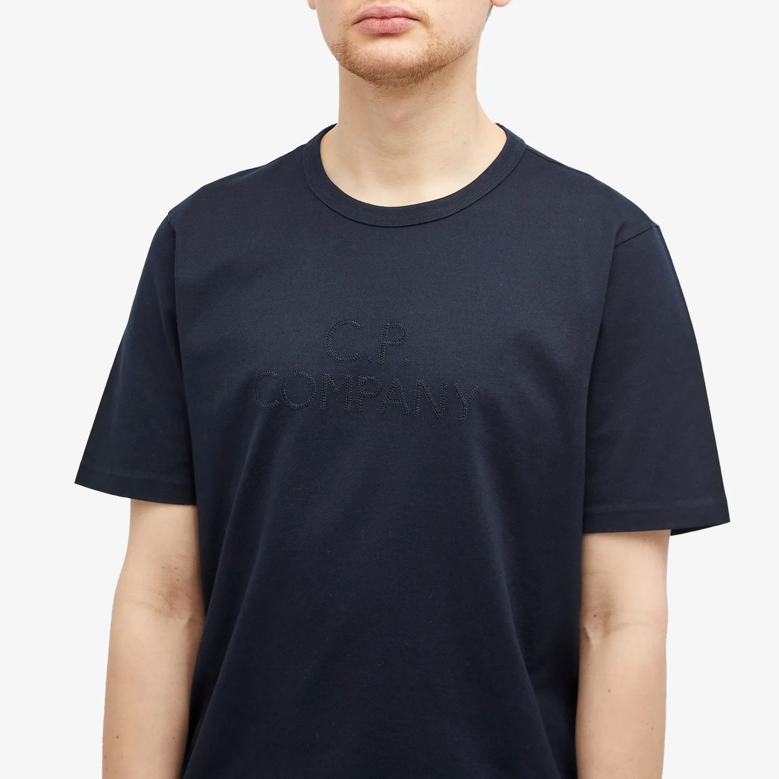 CP Company Navy Applique Logo T-Shirt for Men - Stylish Casual Cotton Tee for Everyday Wear, Street Fashion & Outfits