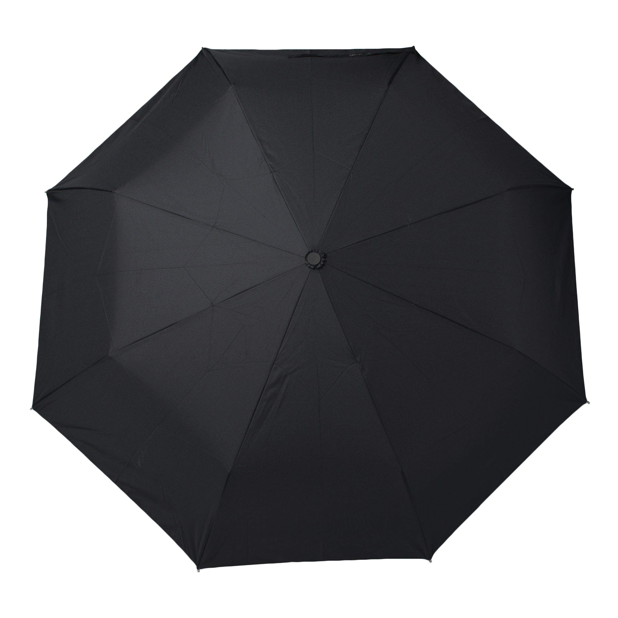 Cerruti 1881 Hamilton Black Compact Automatic Open Close Umbrella with Cover - Stylish Rain Protection for Business Commute & Outdoor Events