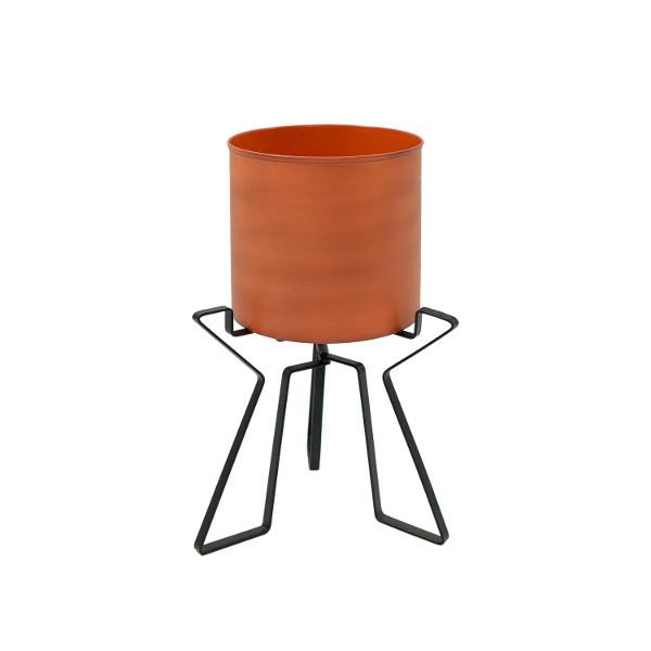 Florence Planter with Steel Patina Pot - Modern Indoor/Outdoor Flower Pot for Home Decor, Office, Garden & Patio