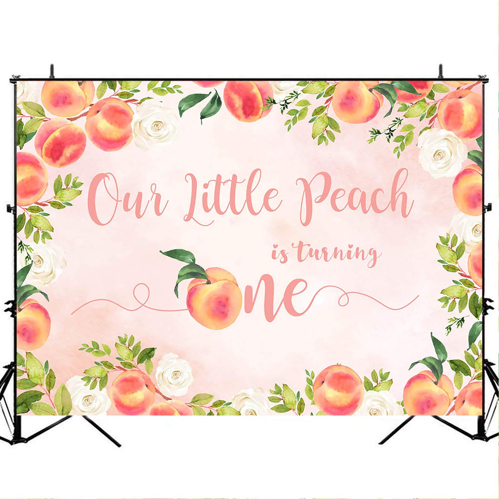 Sweet Little Peach First Birthday Backdrop - 8x6ft Floral Peach Party Background for Girls' 1st Birthday Decorations | Perfect for Birthday Parties, Baby Showers & Photo Booths