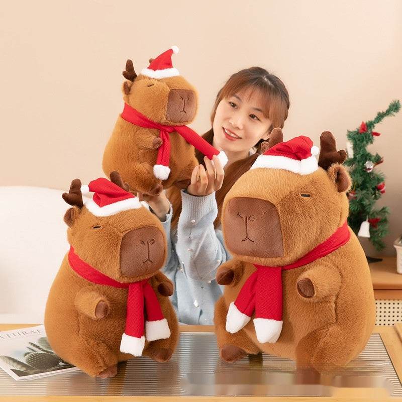 Christmas Capybara Plush Toy | Soft Stuffed Animal Gift for Kids & Adults | Perfect for Holiday Decor, Cuddling & Gifts