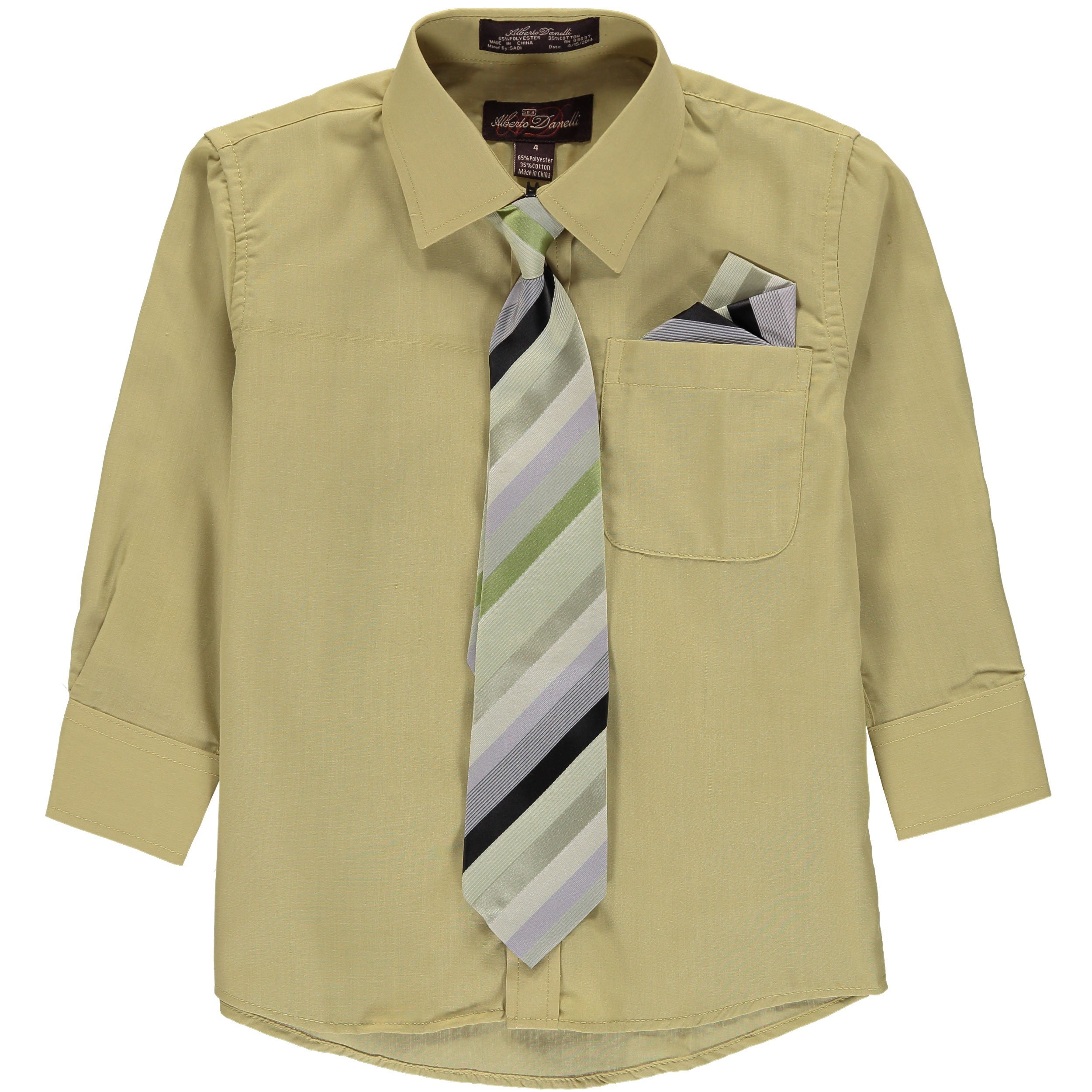 Alberto Danelli Boys' Formal Dress Shirt with Adjustable Tie Set - Perfect for School Uniforms, Weddings & Special Occasions