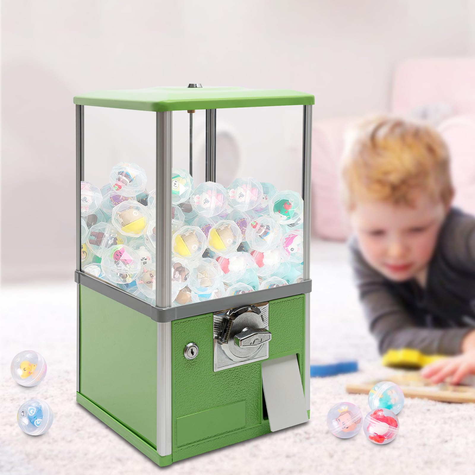 Commercial Big Capsule Vending Machine for Candy & Gumballs - High Capacity Business Vending Machine for Game Stores, Retail Shops, Arcades & Malls - US Stock (Green) - Perfect for Entertainment Centers, Amusement Parks & Party Supplies
